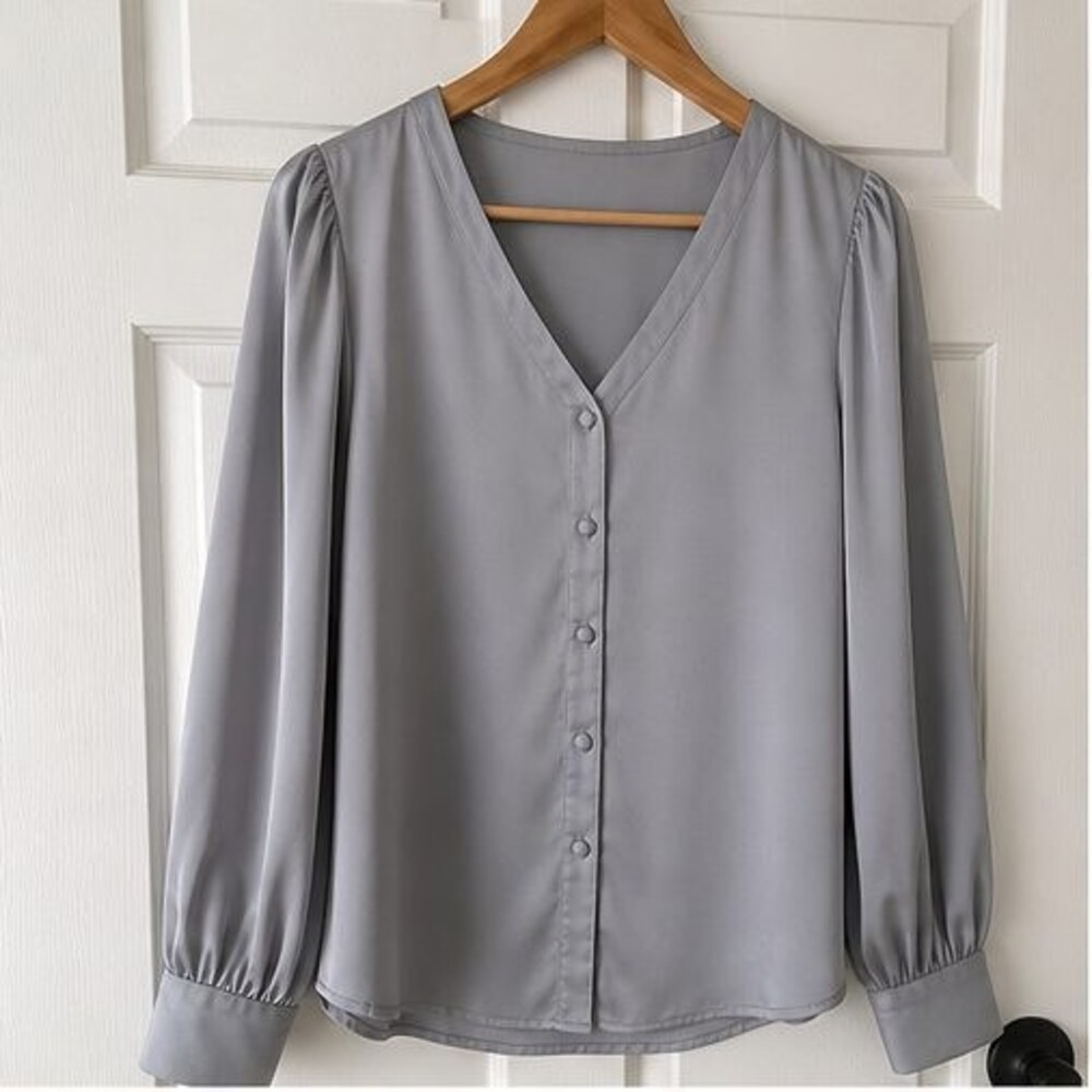 Gray Wrap Blouse